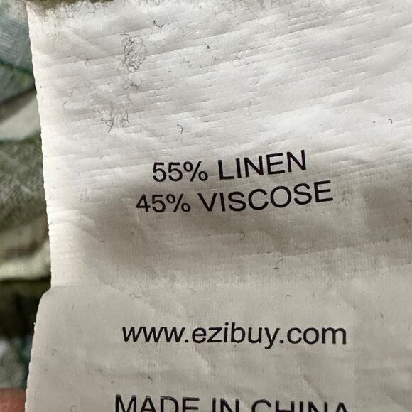 Capture Women Dress Size 10 Green Orange Yellow Floral Linen Viscose Pockets - Picture 7 of 7